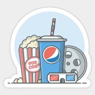 Popcorn, soda and roll film Sticker